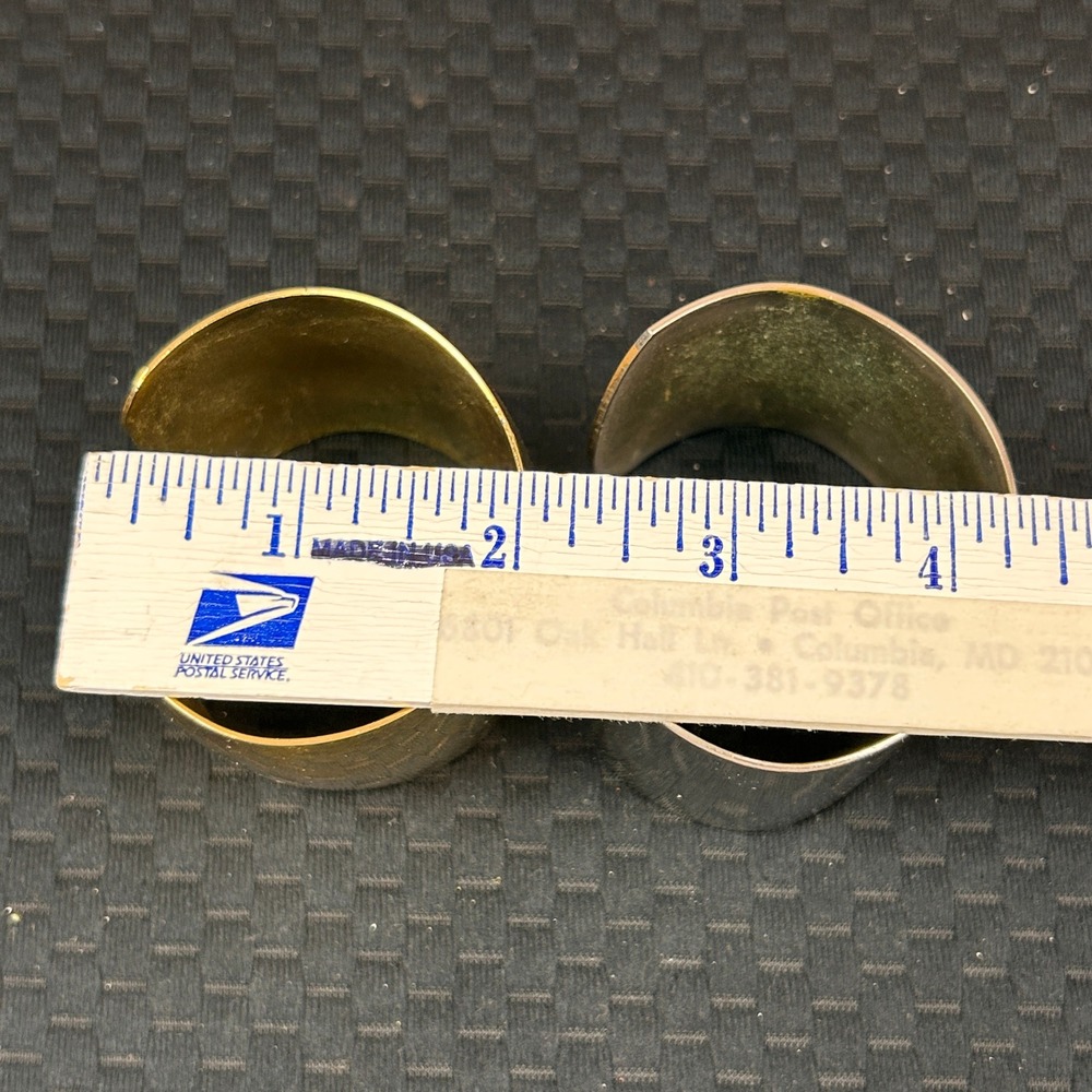 Vintage Style Wide Metallic Cuff Bracelet Set Gold and Silver Tone Minimalist - Picture 6 of 6